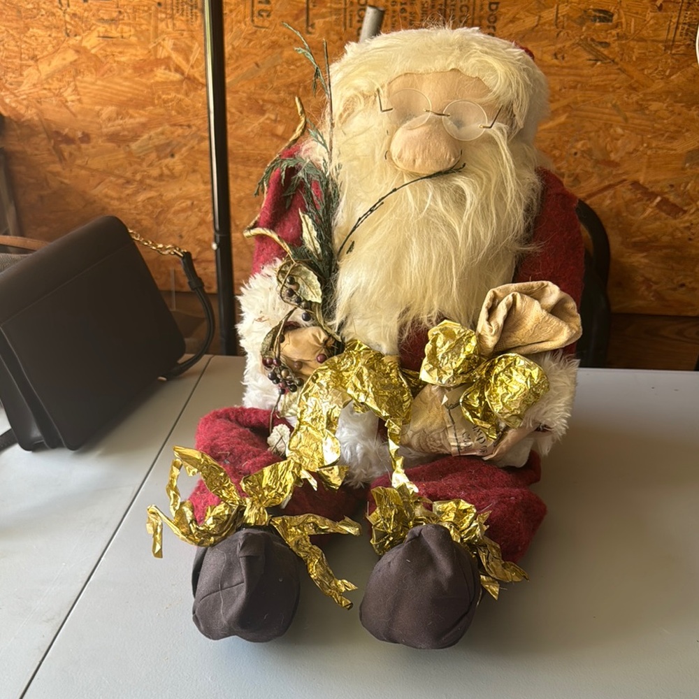 Festive Santa Claus Plush with Gold Accents
